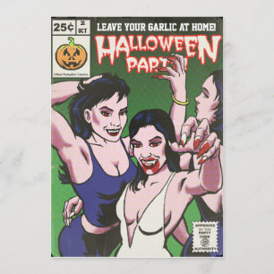 Vintage Horror-Comic-Halloween-Party-Einladung Einladung