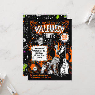 Vintage-Horror-Erstausstattung für Halloween-Kostü Einladung