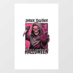 Vintage-Horror-Shirt mit graviertem Slasher-Hallow Fensteraufkleber
