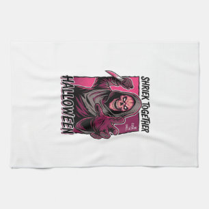Vintage-Horror-Shirt mit graviertem Slasher-Hallow Geschirrtuch