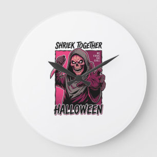 Vintage-Horror-Shirt mit graviertem Slasher-Hallow Große Wanduhr