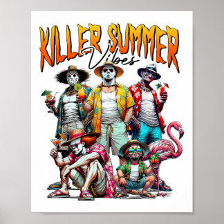Vintage-Horror-Sommer-Vibes Lustiger Halloween-Som Poster