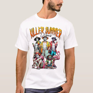 Vintage-Horror-Sommer-Vibes Lustiges Halloween Som T-Shirt