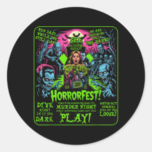 Vintage-Horrorfest-Plakat Halloween-Film alte Zeit Runder Aufkleber