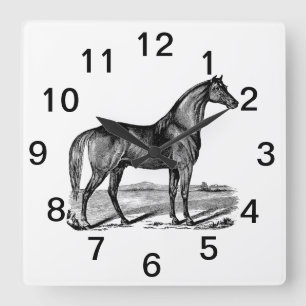 Vintage Horse Standing Quadratische Wanduhr