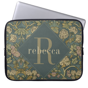 Vintage Hortensie William Morris Monogramm Laptopschutzhülle