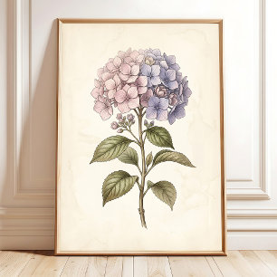 Vintage-Hortensien-Blumen-Wandkunst Poster