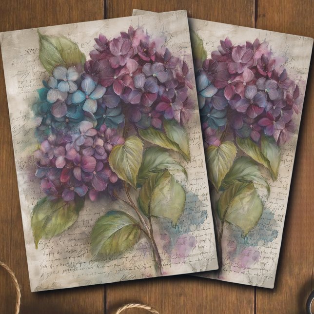 Vintage Hortensien Botanical Floral Decoupage Seidenpapier (Von Creator hochgeladen)
