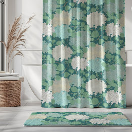 Vintage Hortensien-Garten Teal Blau Mint Elfenbein Duschvorhang