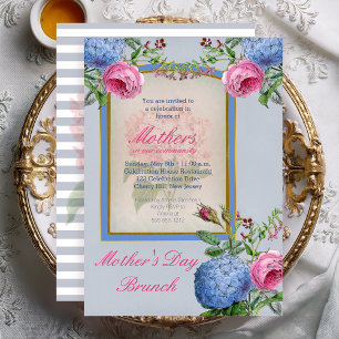 Vintage Hortensien Rosa Blau Muttertags-Brunch Einladung