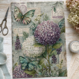 Vintage-Hortensien-Schmetterlingsgarten-Decoupage Seidenpapier