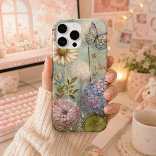 Vintage-Hortensien- und Löwenzahn-Feengarten-Magie iPhone 16 Pro Max Hülle