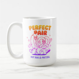 Vintage Hot Dog and Pretzel Mascot - Retro Kaffeetasse