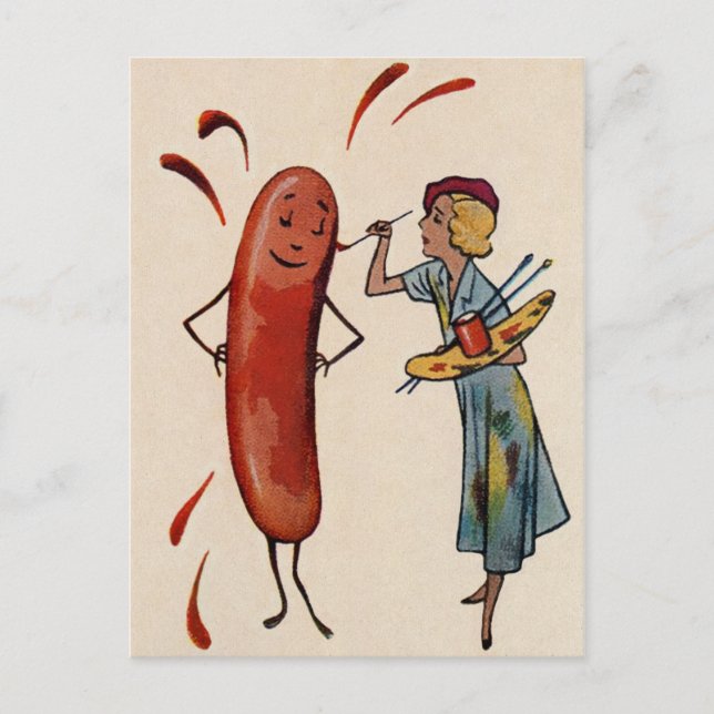 Vintage Hot Dog Postkarte (Vorderseite)