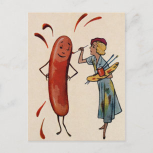 Vintage-Hot-Dog-Postkarte Postkarte