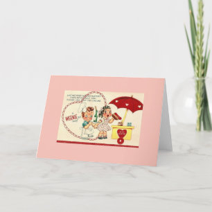 Vintage Hot Dog und Senf Valentinstag Feiertagskarte