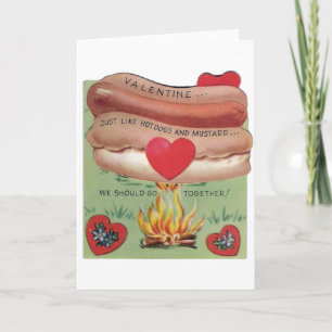 Vintage Hot Dog und Senf Valentinstagskarte Feiertagskarte