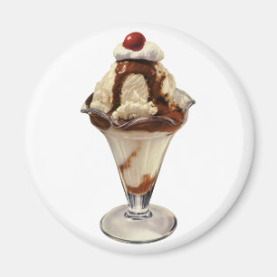 Vintage Hot Fudge Eiscreme-Sundae-Desserts Magnet