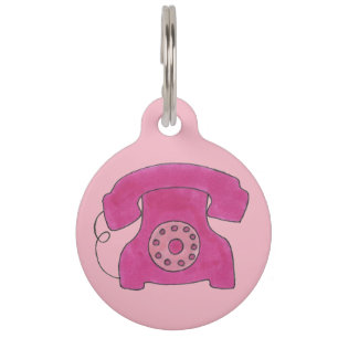 Vintage-Hot-Pink-Retro-Drehwählscheibentelefon Haustiermarke