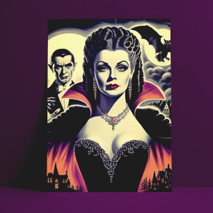 Vintage Hot Vampire-Frau Postkarte