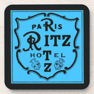 Vintage-Hotel Paris Blau Schwarzer Getränkeunterse Getränkeuntersetzer