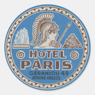 Vintage Hotel Paris Reise Kunst Runder Aufkleber