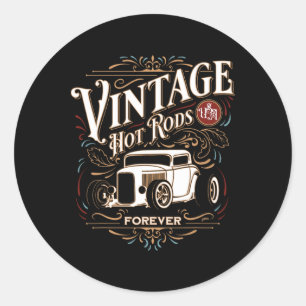 Vintage Hotrods USA Forever Klick Auto Nostalgie D Runder Aufkleber