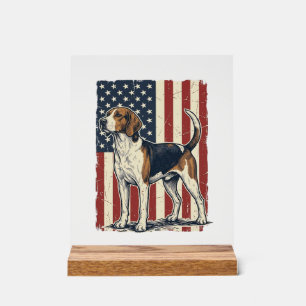 Vintage Hound Dog Patriotic Flag Vector-Shirt-Desi Acrylschild
