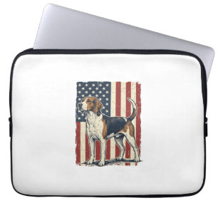 Vintage Hound Dog Patriotic Flag Vector-Shirt-Desi Laptopschutzhülle