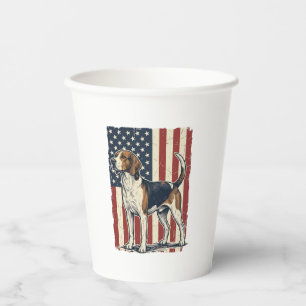 Vintage Hound Dog Patriotic Flag Vector-Shirt-Desi Pappbecher