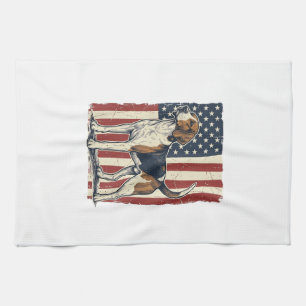 Vintage Hound Dog Patriotische Flagge Vektor-Shirt Geschirrtuch