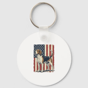Vintage Hound Dog Patriotische Flagge Vektor-Shirt Schlüsselanhänger
