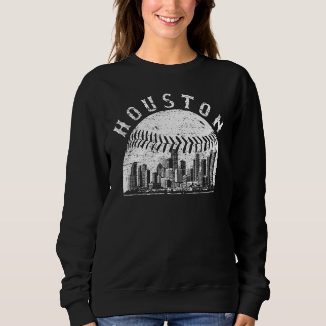 Vintage Houston Cityscape Baseball Skyline Sweatshirt (Vorderseite)