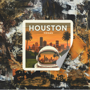 Vintage Houston Texas Quadratischer Aufkleber