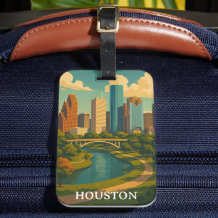 Vintage Houston Texas Skyline Gepäckanhänger