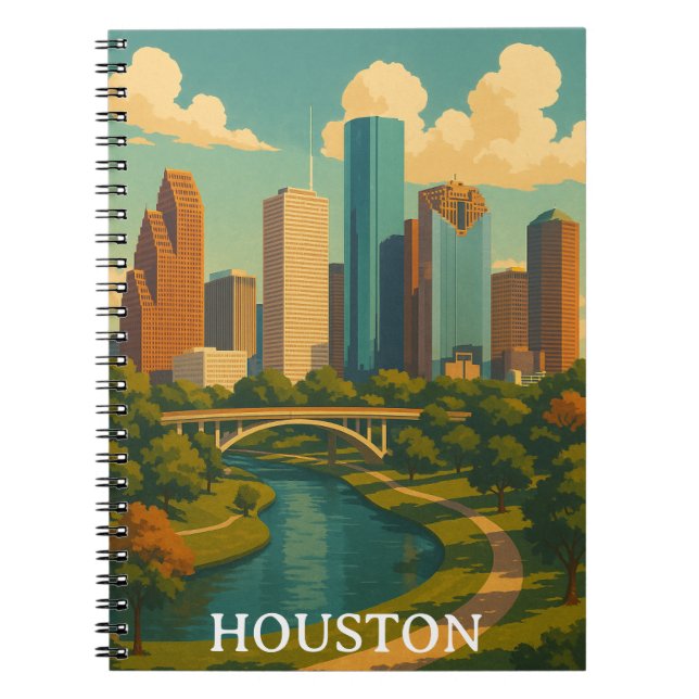 Vintage Houston Texas Skyline Notizblock (Vorderseite)