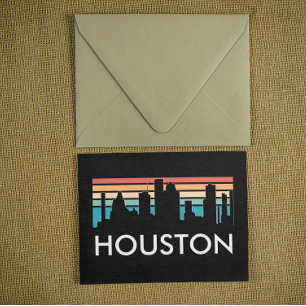 Vintage Houston Texas Sonnenuntergang Farbige Skyl Postkarte