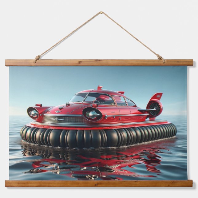 Vintage-Hovercraft-Auto Wandteppich Mit Holzrahmen (Vorne)