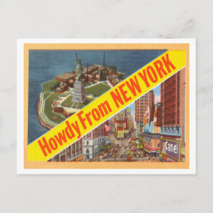 Vintage Howdy aus New York 1940er Jahre Postkarte