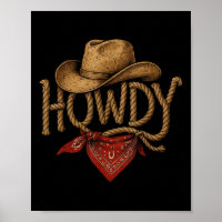 Vintage Howdy Cowboy Retro Western Howdy Cowboy