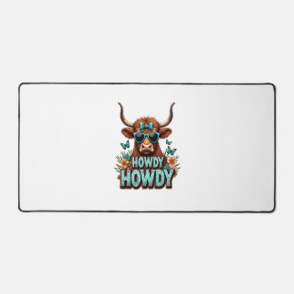 Vintage Howdy Highland-Kuh mit Herz-Sonnenbrille W Schreibtischunterlage