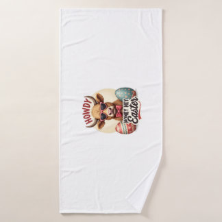 Vintage Howdy Honey Ostern Highland-Kuh Süßer Hase Badehandtuch