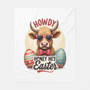 Vintage Howdy Honey Ostern Highland-Kuh Süßer Hase Fleecedecke