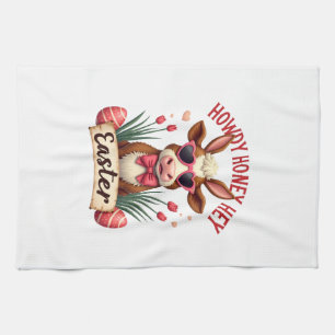 Vintage Howdy Honey Ostern Highland-Kuh Süßer Hase Geschirrtuch