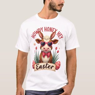 Vintage Howdy Honey Ostern Highland-Kuh Süßer Hase T-Shirt