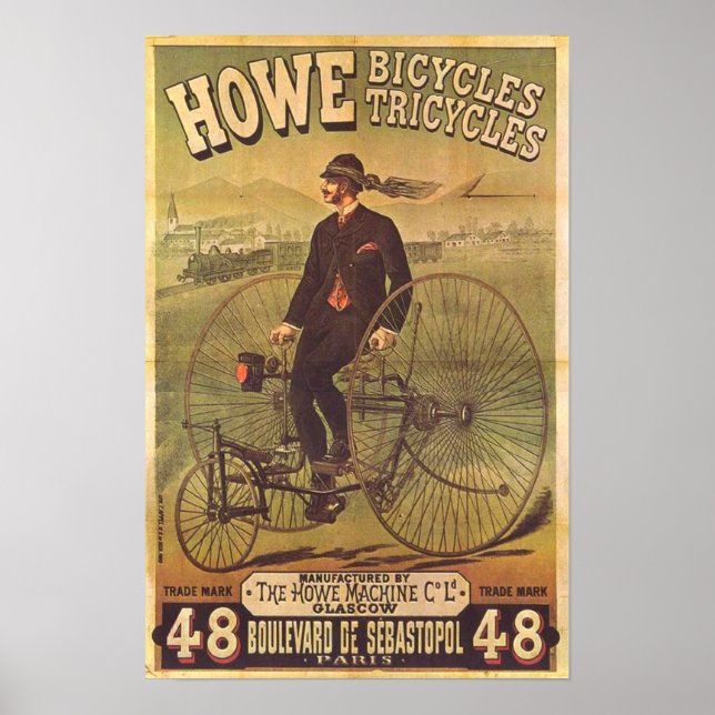 Vintage Howe Bicycle und Tricycle Ad Poster (Vorne)
