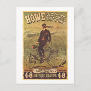 Vintage Howe Fahrräder und Dreiräder Werbeanzeige Postkarte