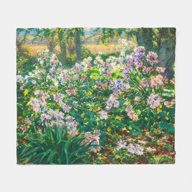 Vintage hübsche Blume Windblumenillustrierung Fleecedecke (Vorderseite (Horizontal))