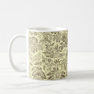 Vintage hübsche Blumen gelbe florale Keramikfliese Kaffeetasse
