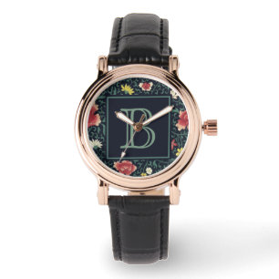 Vintage Hübsche Blumenmonogramm Armbanduhr